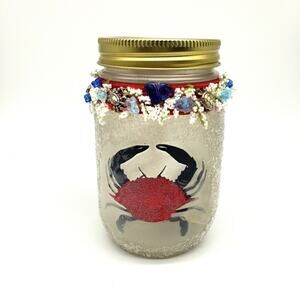 Maryland Blue Crab Lighted Mason Jar